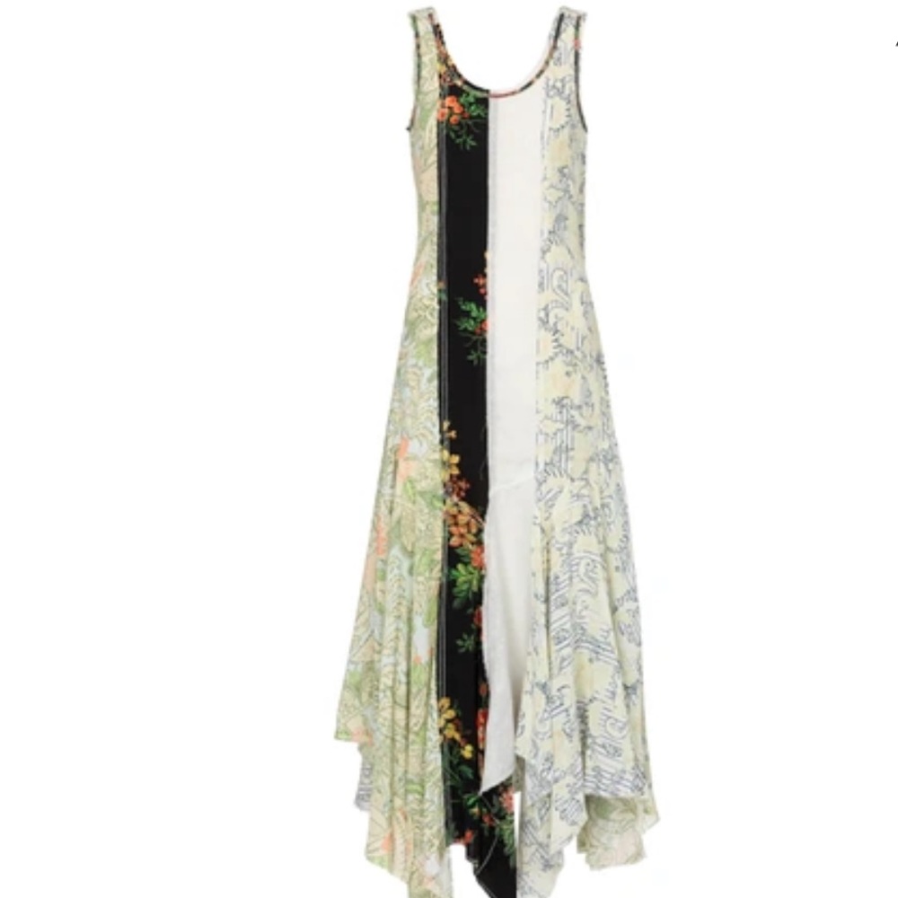 JW Anderson Asymmetric patchwork floral print georgette maxi dress